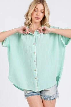 SAGE+FIG Boho Contrast Zigzag Trim Gauze Button-Up Shirt -Little Loom Store 33c01f86 df5e 4be5 b96a faf016debf9b Min