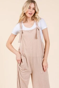 BOMBOM Knot Straps Wide Leg Ribbed Overalls With Pockets -Little Loom Store 3407db91 1d6b 4a43 a7cb 07c51d3b5f5f Max