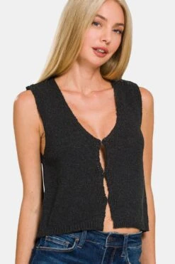 Zenana Hook And Eye Closure V-Neck Sweater Vest -Little Loom Store 342a7170 fb48 4569 ae87 1b1d27c4a9d4 Max