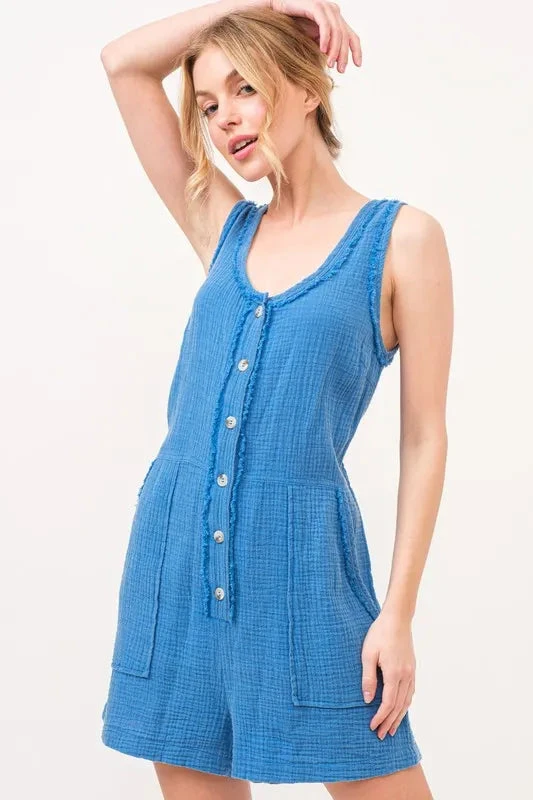 And The Why Washed Gauze Front Button Down Romper 4 And The Why Washed Gauze Front Button Down Romper - Image 2