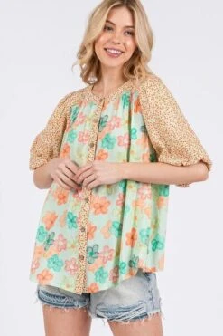 SAGE+FIG Button Down Bubble Sleeves Shirt -Little Loom Store 34fc6d08 2288 4723 a0c1 8d24efd9bea3 Min