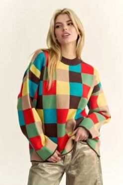 Davi & Dani Color Block Checkered Dropped Shoulder Sweater -Little Loom Store 352b5e59 0293 41a5 b13a ac1b79d8b11f Max