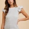 Annie Wear Ruffled Striped Round Neck Cap Sleeve Knit Top -Little Loom Store 36ccb1b6 1da4 4d21 b2d4 c91c6c892877 Max