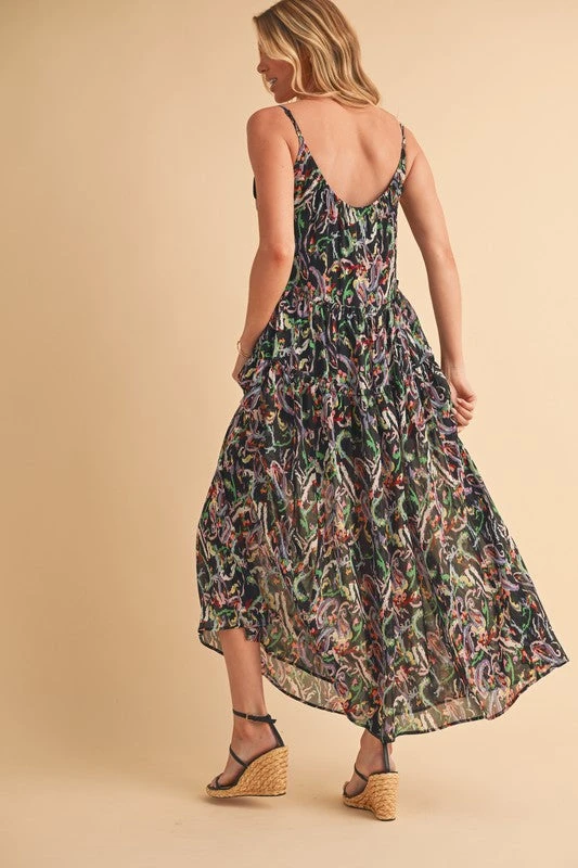 Aemi + Co Printed V-Neck Frill Tiered Cami Dress 10 Aemi + Co Printed V-Neck Frill Tiered Cami Dress - Image 8