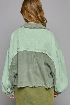 POL Waffle Knit Raw Hem Contrast Button Up Jacket -Little Loom Store 37a3d45b 3e47 4452 8ba9 0fefacdf5b0c Max