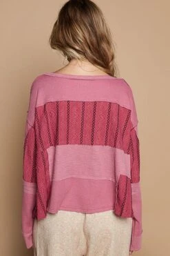 POL Half Button Color Block Drop Shoulder Knit Top -Little Loom Store 3865791e d766 45a1 b8a3 f3ad269f238a Max