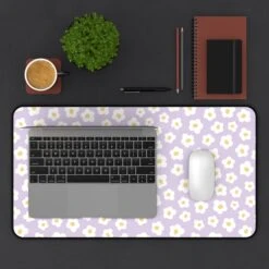 Floral Desk Mat - Lavender Daisy Flower Design For Home Office Decor -Little Loom Store 3866408108253579307 2048
