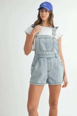 MABLE Square Neck Ruffle Shoulder Denim Overall Romper -Little Loom Store 3aa8af222a28414a99a8399f420fa5e3 Max Origin