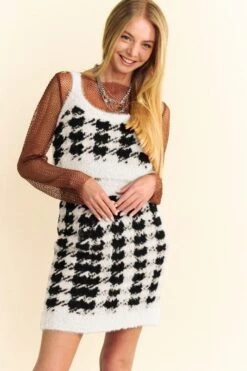 Davi & Dani Scoop Neck Wide Strap Top And Skirt Sweater Set