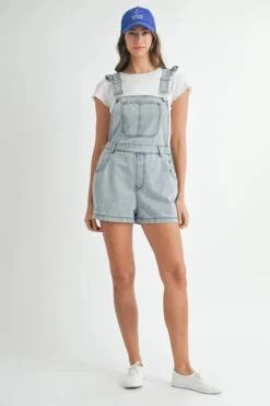 MABLE Square Neck Ruffle Shoulder Denim Overall Romper -Little Loom Store 3d2e6b135f0c4970be3e6a13f69825b5 Max Origin