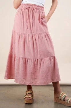 VERY J Elastic Waist Tiered Maxi Skirt -Little Loom Store 3dd2c018871542a0b31211a608be5721 Max Origin