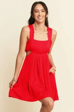 Davi & Dani Washed Satin Cutout Skirt Bandeau Mini Dress