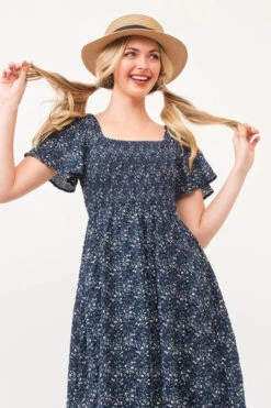 Lime 'N' Chili Smocked Floral Print Flutter Sleeve Midi Dress -Little Loom Store 3f0a69abdbb443f5a9bae74f648207d5 Max Origin