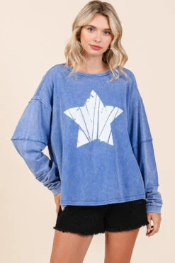 Mittoshop Star Graphic Mineral Wash Long Sleeve Top -Little Loom Store 404b65e7b01a46278bdfd8f1659a3d20 Max Origin