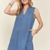 ADORA Notched Sleeveless Denim Dress With Pockets -Little Loom Store 41145248 82a1 4c60 bb94 4bdec4f60520 Min