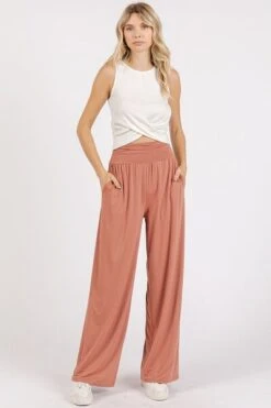 Mittoshop Stretch Banded Waist Wide Leg Pants With Pockets -Little Loom Store 4121f306 2702 4beb 816c 688aa430d098 Min