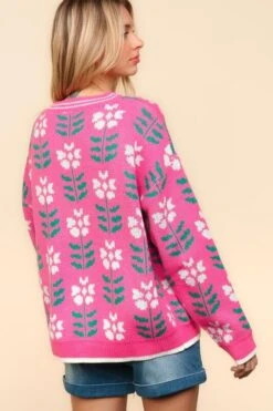 Haptics Full Size Floral Jacquard V-Neck Button Up Cardigan -Little Loom Store 41d5469b 996d 4302 9ed7 9e09c2f2736a Max