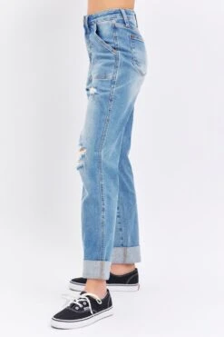 Judy Blue Full Size Distressed Straight Jeans With Patch Pockets -Little Loom Store 420c657a 70a9 4118 8c10 7e26192a33db Max