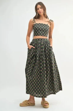 MABLE Floral Crop Top And Skirt Set