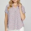 She + Sky Full Size Printed Johnny Collar Short Sleeve Blouse Plus Size -Little Loom Store 449ad666 3420 4dea bc78 7e0964df707f Max