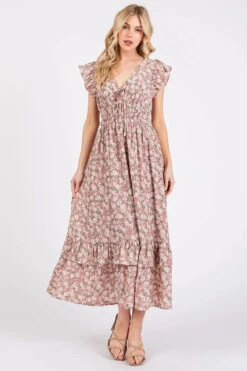 Mittoshop Flower Print Ruffle Cap Sleeve V-neck Midi Dress -Little Loom Store 45270256988b47c3a740a5fd9cac72c8 Max Origin