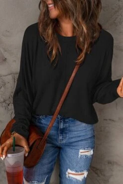 Double Take Full Size Round Neck Long Sleeve Top -Little Loom Store 46643c33 998e 4fef bc3b d48d68884f92 Min