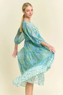 Davi & Dani Geo And Floral Print Mixed Tiered Dress -Little Loom Store 478961add764428a9169b13a78f5431f Max Origin