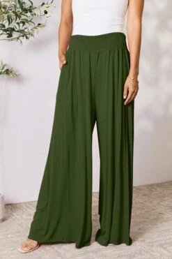 Double Take Full Size Smocked Wide Waistband Wide Leg Pants -Little Loom Store 48bd2cd6988b4b108acf92e0b42e1b09 Min
