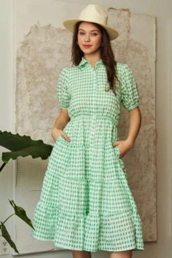 Davi & Dani Checkered Puff Sleeve Tiered Shirt Dress -Little Loom Store 48ceb2fa9c1e4222b9c873f3ce9b9981 Max Origin
