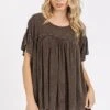 Mittoshop Mineral Washed Round Neck Ruffle Sleeve Blouse -Little Loom Store 49253d5d ffae 4129 9efe 5a316823e503 Min