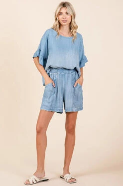 Mittoshop Washed Chambray Elastic Waist Easy Fit Shorts -Little Loom Store 49656155bb6742819fbc3a1071729657 Max Origin