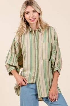 Mittoshop Striped Bubble Sleeve Button Down Shirt -Little Loom Store 49892315 f68b 4ee1 9446 7580ad13214e Min