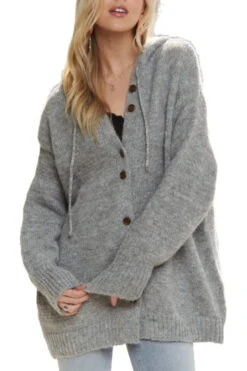 ADORA Oversize Hoodie Cardigan With Button Down