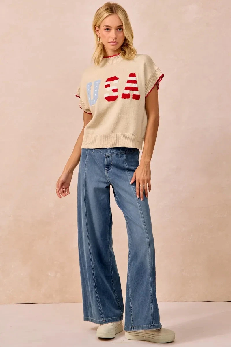 BiBi USA Patchwork Sweater Vest Top With Contrast Detail 11 BiBi USA Patchwork Sweater Vest Top With Contrast Detail - Image 9