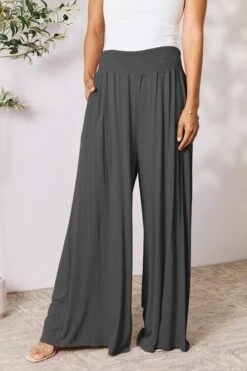 Double Take Full Size Smocked Wide Waistband Wide Leg Pants -Little Loom Store 4c7b097fa96c49888b9b2dbf98e51381 Min