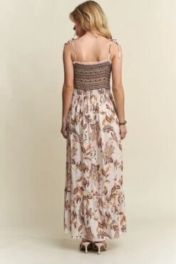 ADORA Smocked Printed Square Neck Tie Shoulder Cami Dress -Little Loom Store 4d086e31 ba93 45d3 a8c6 d1cf16762e0c Min