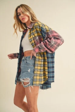 Aemi + Co Frayed Hem Color Block Plaid Drop Shoulder Shirt 13 Aemi + Co Frayed Hem Color Block Plaid Drop Shoulder Shirt -Little Loom Store 4f729db9 62e4 4b91 9ca0 3e06606f0d19 Max