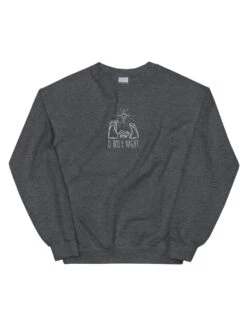 O Holy Night Nativity Heavy Blend Women's Crewneck Embroidered Sweatshirt -Little Loom Store 5