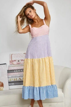 BiBi Color Block Tiered Gingham Dress 15 BiBi Color Block Tiered Gingham Dress -Little Loom Store 507ef1e17cf848d7ba9bb8acb8e123de Max Origin