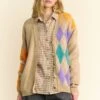 Davi & Dani Argyle V-Neck Dropped Shoulder Cardigan -Little Loom Store 52a97552 da09 4a36 94e7 8154c830ad90 Max