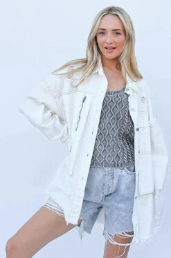 And The Why Distressed And Washed Button Down Denim Shacket -Little Loom Store 5503a75188e5479c85188060ed4d18ec Max Origin