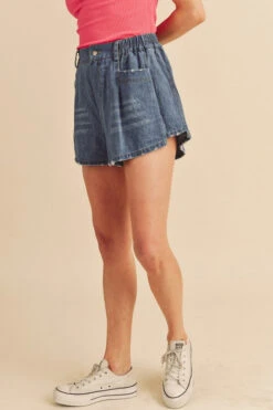 Aemi + Co Frayed Hem Elastic Waist Denim Shorts -Little Loom Store 5603afbc e596 419d ad57 2623a22c341b Max