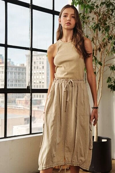 ADORA Drawstring Sleeveless Washed Dress 5 ADORA Drawstring Sleeveless Washed Dress - Image 3