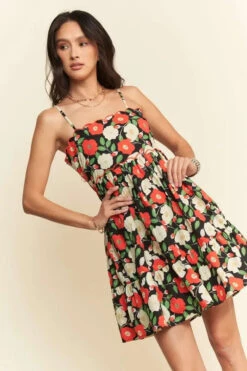 Davi & Dani Floral Scalloped Cutout Back Mini Dress -Little Loom Store 571c232621ca4228a71dc9f56a462e57 Max Origin