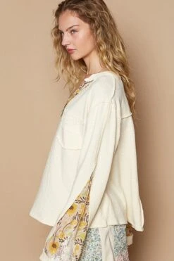 POL Lace Detail Flower Printed V-Neck Knit Top -Little Loom Store 57d100c4 89ed 4b3b 9751 b42e8dfdaa3b Max