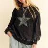 Davi & Dani Stud Star Patch Acid Washed Sweatshirt -Little Loom Store 5847f38c 7a96 4875 b841 c561b06c2c86 Max
