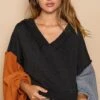 POL Exposed Seam Roll Edge Color Block V Neck Sweater -Little Loom Store 5887955f 10af 408b be3c 3c35a0da38e0 Max