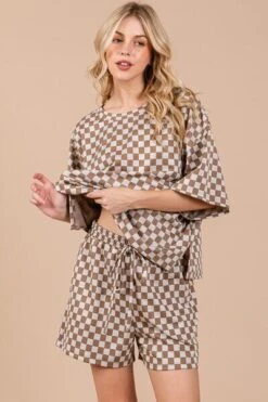 Ces Femme Checkered Round Neck Top And Shorts Set -Little Loom Store 598104da 3ff1 4459 929e 7d19eaecda86 Min