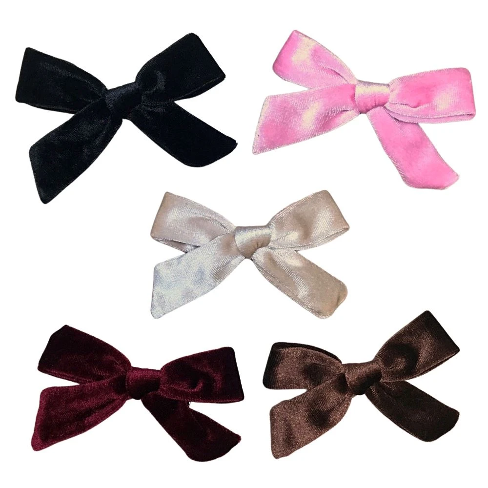 5 Pack Of 4" Neutral Colors Velvet Bow For Girls Baby Or Toddler 3 5 Pack Of 4" Neutral Colors Velvet Bow For Girls Baby Or Toddler