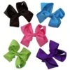 5 Pack Of 4.5" Grosgrain Summer Brights Seasonal Colors Girls Hair Bows -Little Loom Store 5PackSolid4SummerBrightsc 1